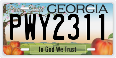 GA license plate PWY2311