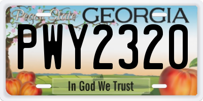 GA license plate PWY2320