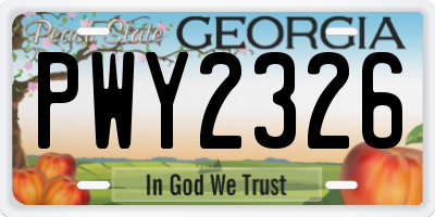 GA license plate PWY2326