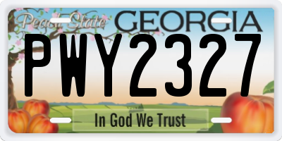 GA license plate PWY2327