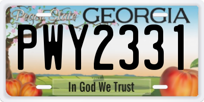 GA license plate PWY2331