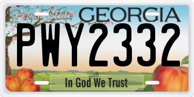 GA license plate PWY2332