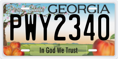 GA license plate PWY2340