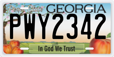 GA license plate PWY2342