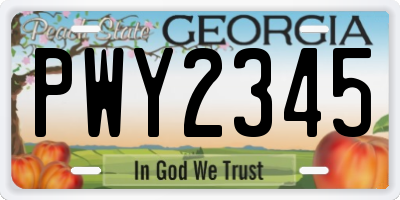 GA license plate PWY2345