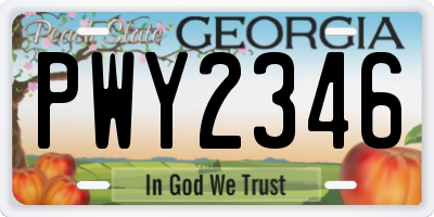 GA license plate PWY2346
