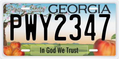 GA license plate PWY2347