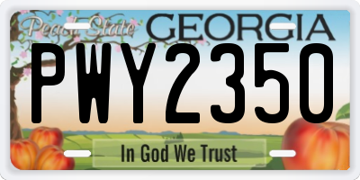 GA license plate PWY2350