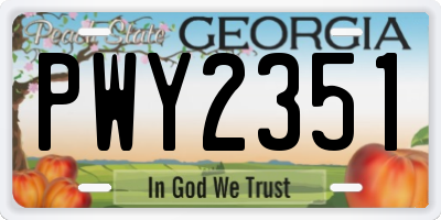 GA license plate PWY2351