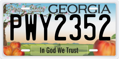 GA license plate PWY2352