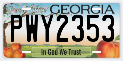 GA license plate PWY2353