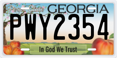 GA license plate PWY2354