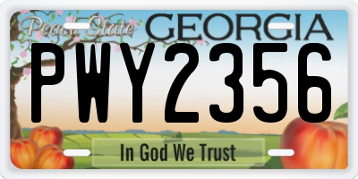 GA license plate PWY2356