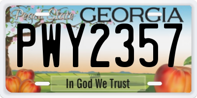 GA license plate PWY2357