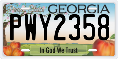 GA license plate PWY2358