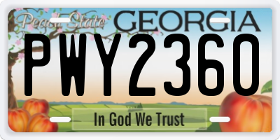 GA license plate PWY2360