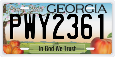 GA license plate PWY2361