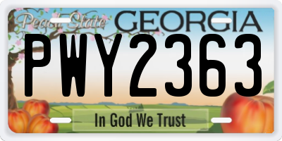 GA license plate PWY2363