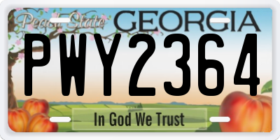GA license plate PWY2364