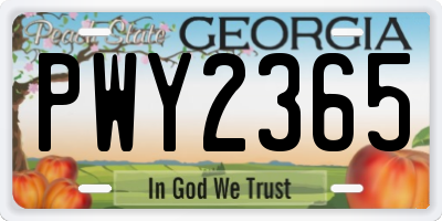 GA license plate PWY2365