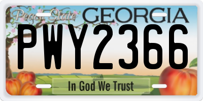 GA license plate PWY2366