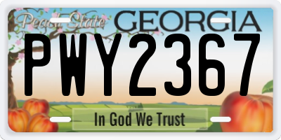 GA license plate PWY2367