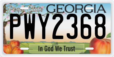 GA license plate PWY2368