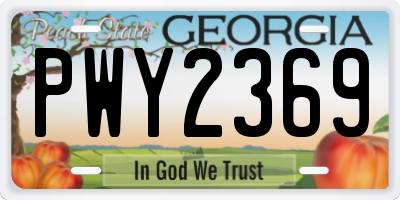 GA license plate PWY2369