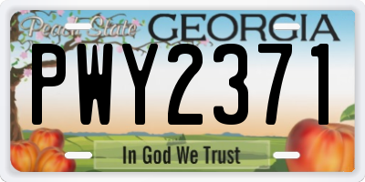 GA license plate PWY2371