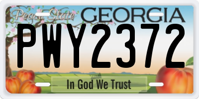 GA license plate PWY2372