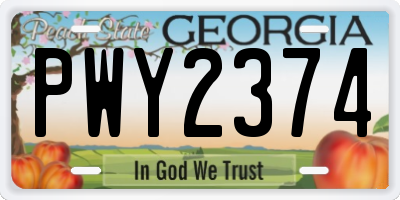 GA license plate PWY2374