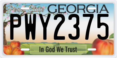GA license plate PWY2375