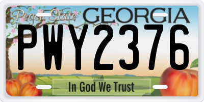 GA license plate PWY2376