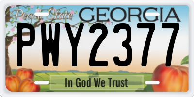 GA license plate PWY2377