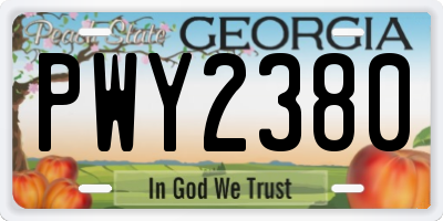 GA license plate PWY2380