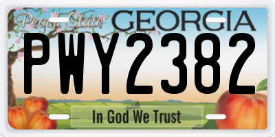 GA license plate PWY2382