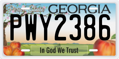 GA license plate PWY2386