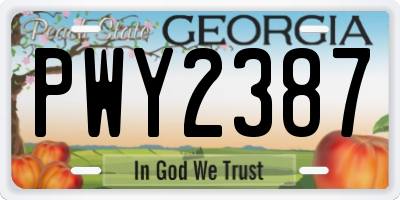 GA license plate PWY2387