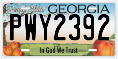GA license plate PWY2392