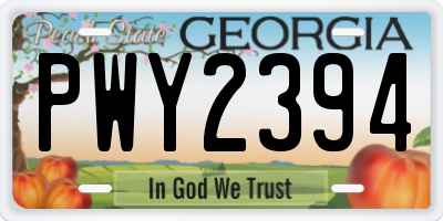 GA license plate PWY2394