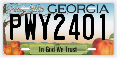 GA license plate PWY2401