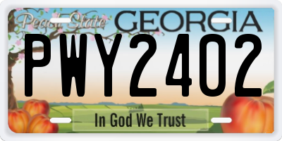 GA license plate PWY2402