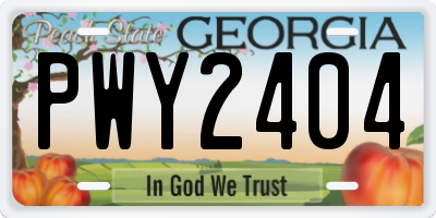 GA license plate PWY2404