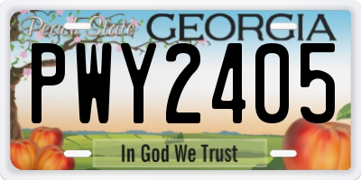GA license plate PWY2405