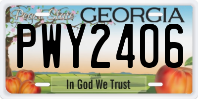 GA license plate PWY2406