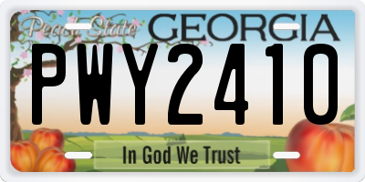 GA license plate PWY2410