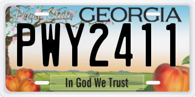 GA license plate PWY2411