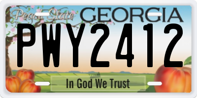 GA license plate PWY2412