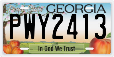 GA license plate PWY2413