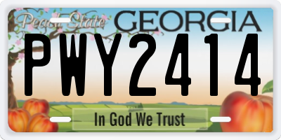 GA license plate PWY2414